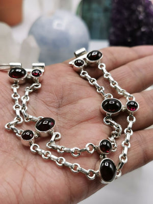 Bracelet with Garnet stone made in 925 sterling silver, free size garnet bracelet | Christmas Gift | Mothers Day | Anniversary Gift | Birthday Gift - Shwasam