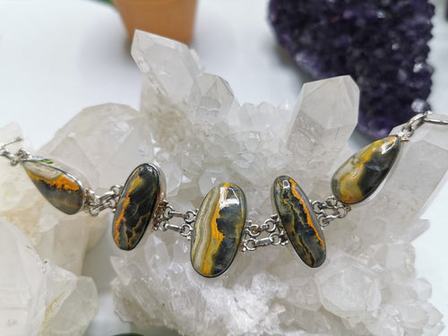 Tiger Honey Rhodochrosite Bracelet made in 925 sterling silver, free size | Christmas gift | Mothers Day | Anniversary Gift | Birthday Gift - Shwasam