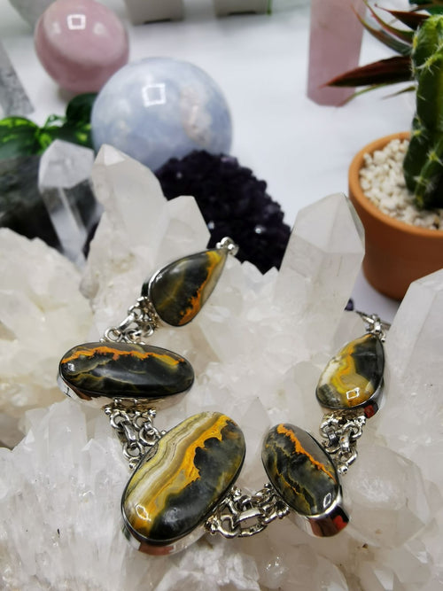 Tiger Honey Rhodochrosite Bracelet made in 925 sterling silver, free size | Christmas gift | Mothers Day | Anniversary Gift | Birthday Gift - Shwasam