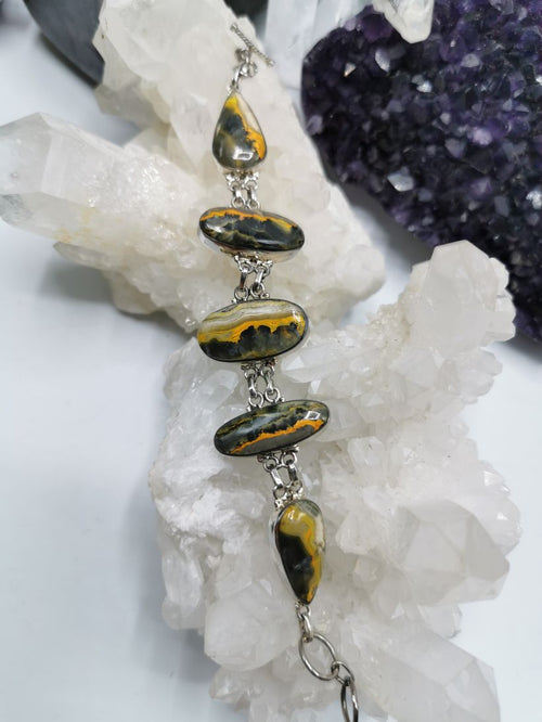 Tiger Honey Rhodochrosite Bracelet made in 925 sterling silver, free size | Christmas gift | Mothers Day | Anniversary Gift | Birthday Gift - Shwasam