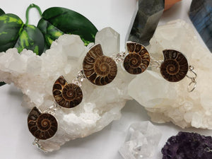 Ammonite Fossil Shell Bracelet in 925 sterling silver jewelry | gemstone jewelry | crystal jewelry | quartz - Shwasam