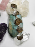 Ammonite Fossil Shell Bracelet in 925 sterling silver jewelry | gemstone jewelry | crystal jewelry | quartz - Shwasam