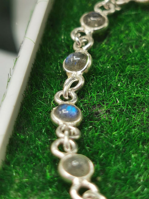 Silver bracelet made using genuine Labradorite Stone and in 925 sterling silver | Christmas gift | Mothers Day | Anniversary Gift | Birthday Gift - Shwasam