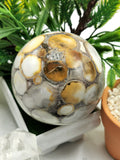 Natural Leopard Jasper Stone sphere / ball - Energy / Reiki / Crystal Healing - 3 inches (7.5 cms) diameter and 610 gms (1.34 lb) - Shwasam