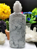 Howlite Stone carving of Siddartha, the Buddha - hand carved to perfection - Shwasam