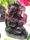 Purple Fluorite Ganesh - beautifully handcarved by Shwasam artisans - Shwasam