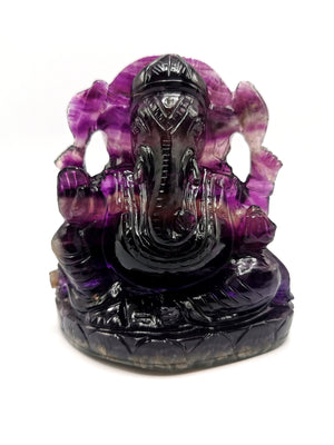 Purple Fluorite Ganesh - beautifully handcarved by Shwasam artisans - Shwasam