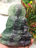 Multicolor Fluorite Standing Buddha - handmade carving of serene and meditating Lord Buddha - crystal/reiki/healing - Shwasam