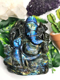 Labradorite Handmade Carving of Ganesh - Shwasam