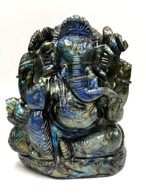 Labradorite Handmade Carving of Ganesh - Shwasam