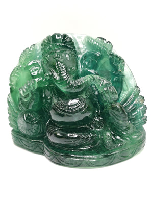 Green Fluorite Handmade Carving of Ganesh - Shwasam