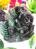 Multicolor Fluorite Handmade Carving of Ganesh -Lord Ganesha Idol/Murti in Crystals and Gemstones - Shwasam
