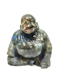 Labradorite Laughing Buddha Hotei - handmade carving of serene and smiling Buddha - Shwasam