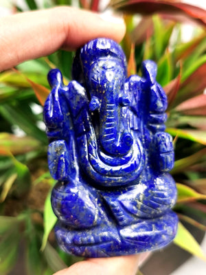 Lapis Lazuli Handmade Carving of Ganesh - Lord Ganesha Statue 80-110 gms in gemstone / crystal - Shwasam