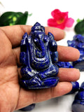 Lapis Lazuli Handmade Carving of Ganesh - Lord Ganesha Statue 80-110 gms in gemstone / crystal - Shwasam
