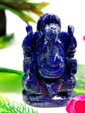 Lapis Lazuli Handmade Carving of Ganesh - Lord Ganesha Statue 80-110 gms in gemstone / crystal - Shwasam