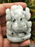 Rainbow moonstone Handmade Carving of Ganesh - Lord Ganesha Idol | Figurine in Crystals and Gemstones - 3 inches and 150 gms - Shwasam
