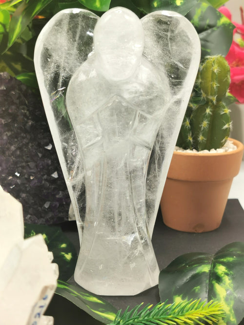 Clear Quartz Angel figurine - Spathik / Crystal Healing / Reiki / Chakra - 6 inches and 625 gms