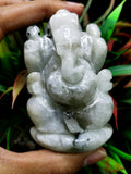 Moonstone Ganesh statue carving - Lord Ganesha Idol | Figurine in Crystals and Gemstones - 165 gms