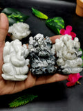 Moonstone Ganesh statue carving - Lord Ganesha Idol | Figurine in Crystals and Gemstones - 165 gms | ONE PEICE ONLY