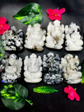 Moonstone Ganesh statue carving - Lord Ganesha Idol | Figurine in Crystals and Gemstones - 165 gms | ONE PEICE ONLY