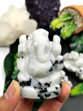 Rainbow moonstone Handmade Carving of Ganesh - Lord Ganesha Idol | Figurine in Crystals and Gemstones - 2.5 inches and 140 gms - Shwasam