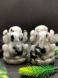 Rainbow moonstone Handmade Carving of Ganesh - Lord Ganesha Idol | Figurine in Crystals and Gemstones - 2.5 inches and 135 gms - ONE STATUE ONLY - Shwasam