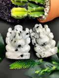 Rainbow moonstone Handmade Carving of Ganesh - Lord Ganesha Idol | Figurine in Crystals and Gemstones - 2.5 inches and 165 gms - ONE STATUE ONLY - Shwasam