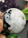 Moonstone sphere/ball - handmade carvings - energy/chakra/reiki - 2 inch dia - ONE PIECE ONLY - Shwasam