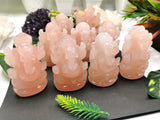 Rose Quartz Ganesha Handmade Carving - Lord Ganesha Idol | Sculpture in Crystals and Gemstones - ONE STATUE ONLY - Shwasam