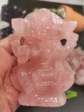 Lakshmi statue / idol handcarved in Rose Quartz stone