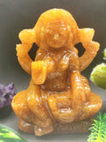 Goddess Lakshmi carving in Yellow Aventurine stone
