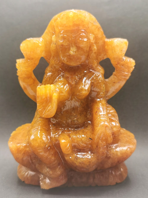 Goddess Lakshmi carving in Yellow Aventurine stone
