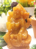 Yellow Aventurine stone carving of Goddess Lakshmi by Shwasam Crystals