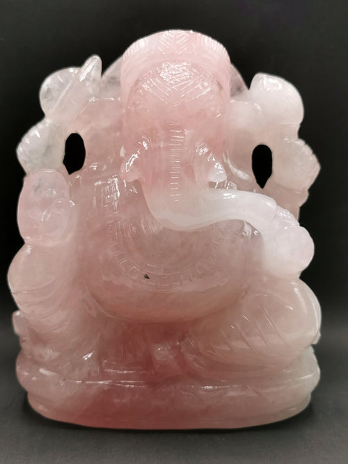 Rose Quartz stone carving of Ganesh