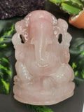 Ganesh carving in natural Rose Quartz