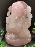 Ganesh carving in natural Rose Quartz
