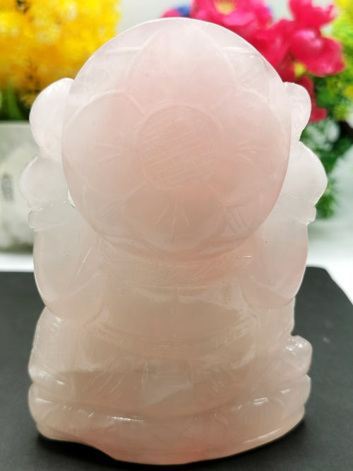 Ganesh carving in natural Rose Quartz