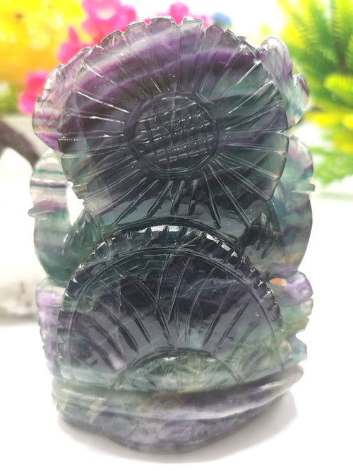 Multicolor Fluorite Handmade Carving of Ganesh