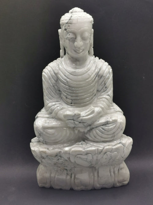 Howlite Stone carving of Siddartha, the Buddha - hand carved to perfection