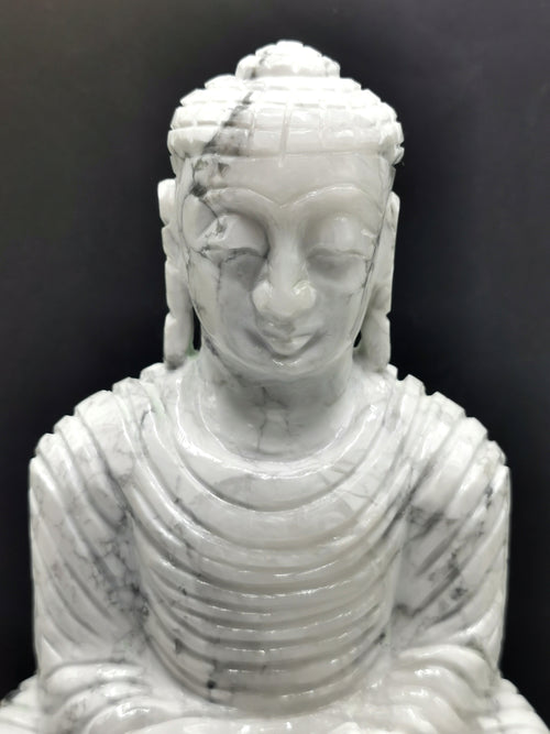 Howlite Stone carving of Siddartha, the Buddha - hand carved to perfection