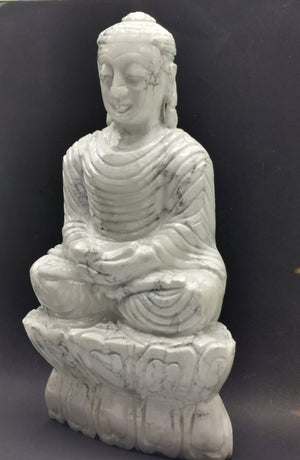 Howlite Stone carving of Siddartha, the Buddha - hand carved to perfection