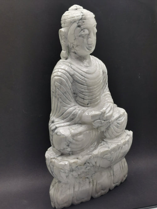 Howlite Stone carving of Siddartha, the Buddha - hand carved to perfection