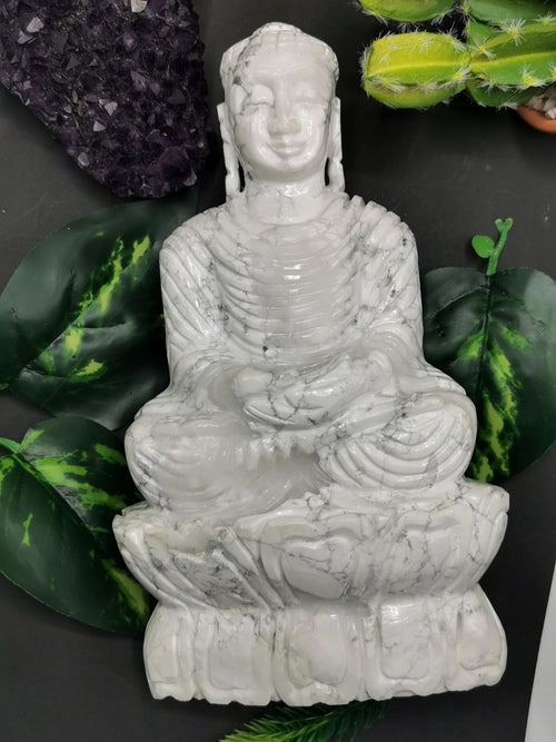 Howlite Stone carving of Siddartha, the Buddha - hand carved to perfection