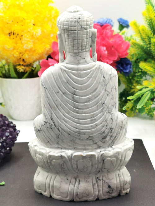 Howlite Stone carving of Siddartha, the Buddha - hand carved to perfection