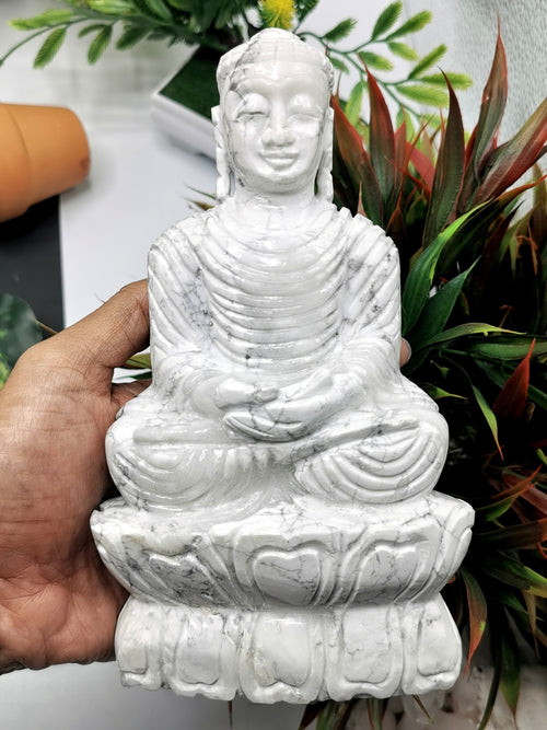 Howlite Stone carving of Siddartha, the Buddha - hand carved to perfection
