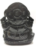 Black Obsidian Handmade Carving of Ganesh - Lord Ganesha Idol/Murti in Crystals and Gemstones -Reiki/Chakra/Healing - 4.75 inches and 960 gms
