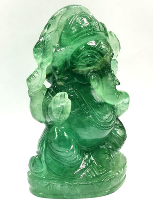 Green Fluorite Handmade Carving of Ganesh - Lord Ganesha Idol/Sculpture in Crystals and Gemstones