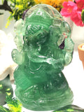 Green Fluorite Handmade Carving of Ganesh - Lord Ganesha Idol/Sculpture in Crystals and Gemstones