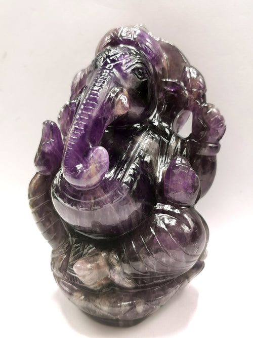 Ganesh Statue in Amethyst Handmade Carving | Lord Ganesha Idol | Figurine in Crystals/Gemstone Gift a Ganesha